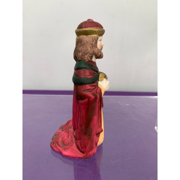 Nativity Manager Replacement Piece Wiseman Kneeling wiseman 5 Inch Maroon Robe a - Picture 3 of 12
